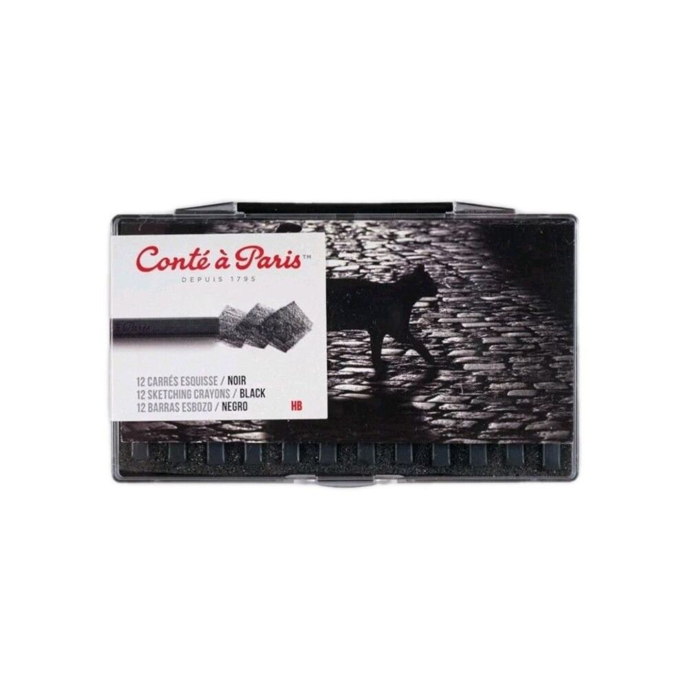 Conte A Paris Crayons - Black Noir HB Box of 12 New Sealed